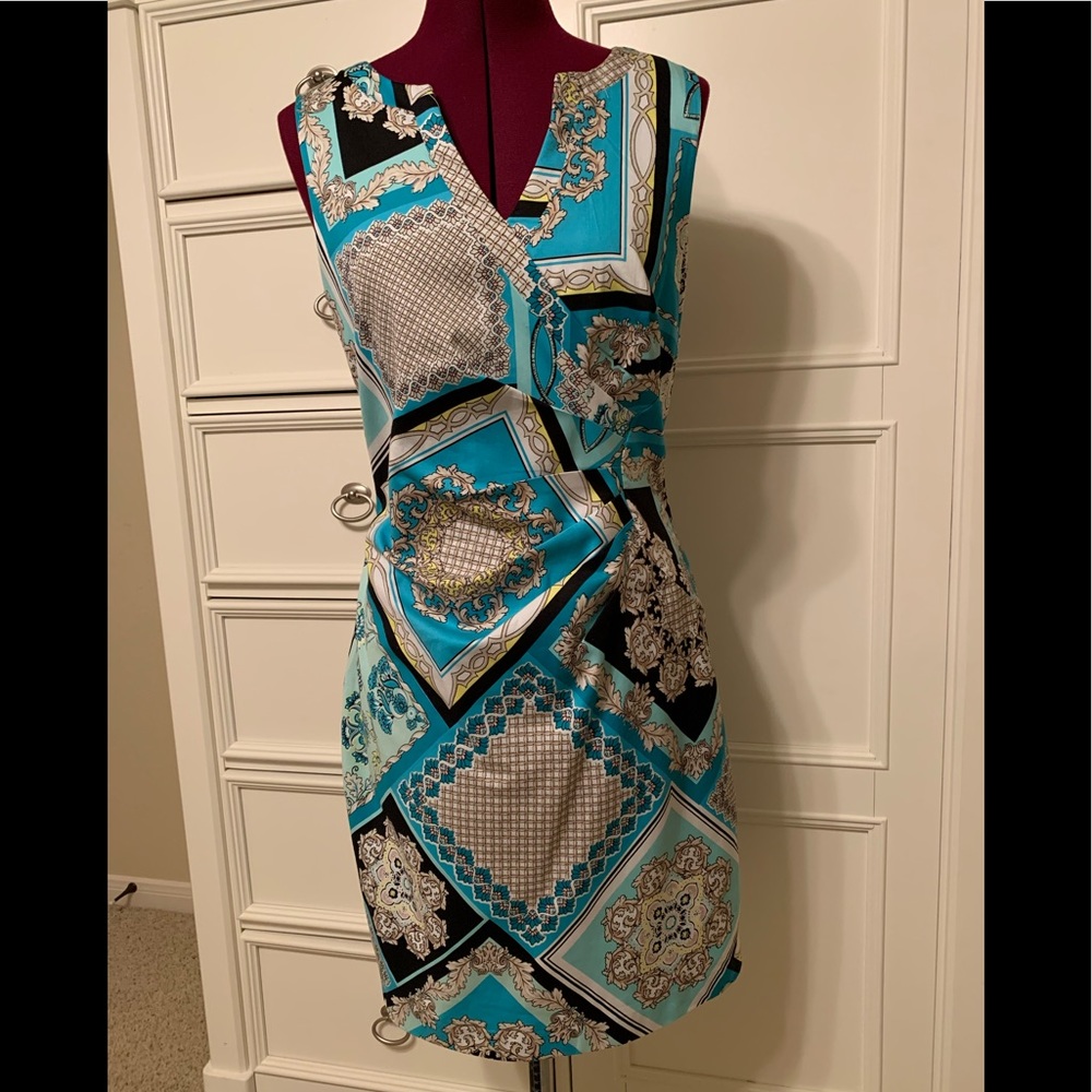 🏝 Spense Size 10 turquoise patterned sheath